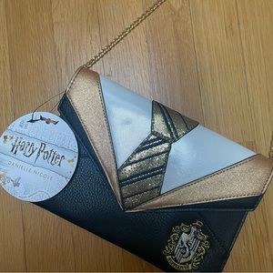 Danielle Nicole Harry Potter Hufflepuff gold sequin necktie envelope handbag